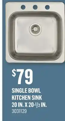 Canac Single bowl kitchen sink 20 in. x 20-1/2 in offer