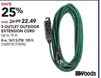 RONA 3-outlet outdoor extension cord 8-m, 16/3 sjtw, 125-v offer