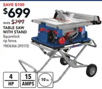 RONA Bosch table saw with stand offer