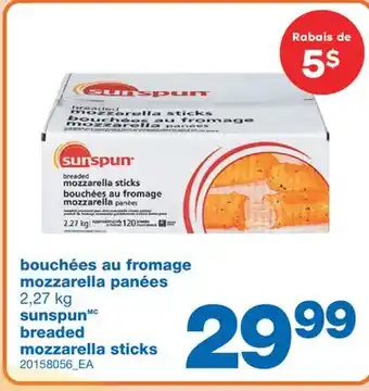 Wholesale Club Bouchées au fromage mozzarella panées sunspun 2,27 kg offer