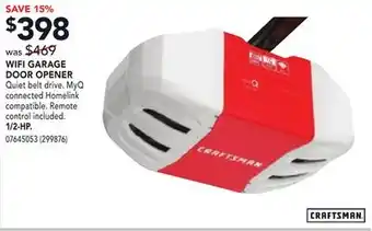Réno Dépôt Craftsman wifi garage door opener offer