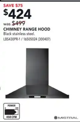 Réno Dépôt Mistral chimney range hood offer