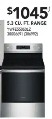 Réno Dépôt Whirlpool 5.3 cu. ft. range offer