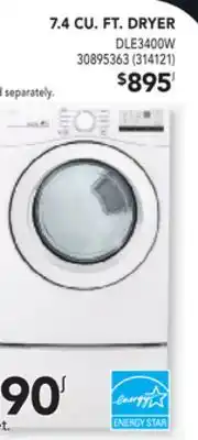 Réno Dépôt Lg 7.4 cu. ft. dryer offer