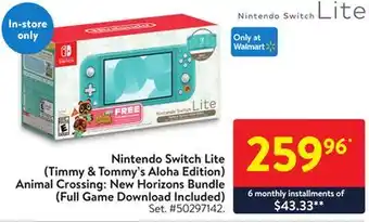 Walmart Nintendo switch lite (timmy & tommy's aloha edition) animal crossing: new horizons bundle (full game download included) offer