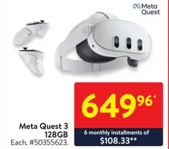 Walmart Meta quest 3 128gb offer