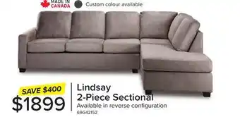 Leon's Lindsay 2 pc. sectional with right facing chaise - beige offer