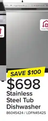Leon's Lg smudge-resistant stainless steel front control dishwasher with quadwash and 3rd rack - ldfn4542s offer