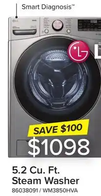 Leon's Lg graphite steel front load steam washer with ai dd (5.2 cu. ft) - wm3850hva offer