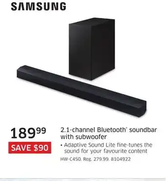 The Source Samsung 2.1-channel bluetooth soundbar with subwoofer offer