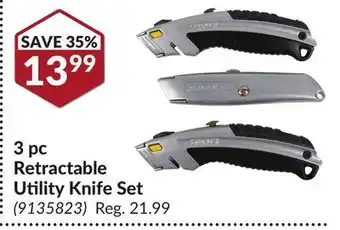 Princess Auto 3 pc retractable utility knife set offer