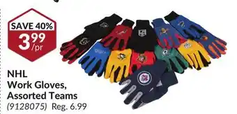 Princess Auto Nhl work gloves, assorted teams offer