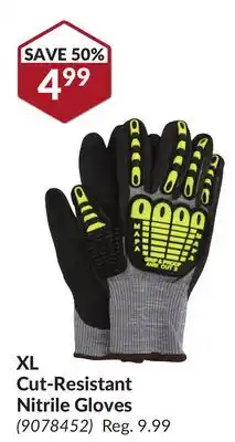 Princess Auto Xl cut-resistant nitrile gloves offer