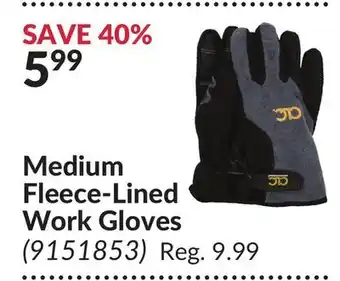 Princess Auto Medium fleece-lined work gloves offer