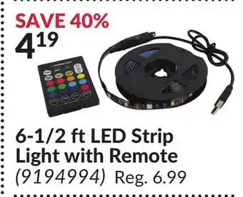 Princess Auto 6-1/2 ft led strip light with remote offer
