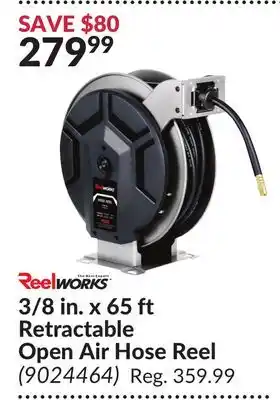 Princess Auto 3/8 in. x 65 ft retractable open air hose reel offer