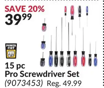 Princess Auto 15 pc pro screwdriver set offer