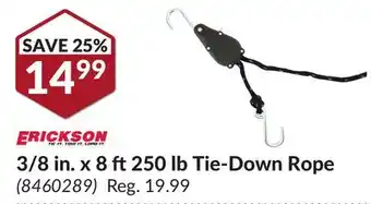 Princess Auto 3/8 in. x 8 ft250 lb tie-down rope offer