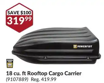 Princess Auto 18 cu. ft rooftop cargo carrier offer