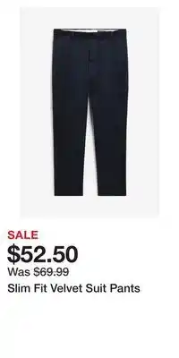H&M Slim fit velvet suit pants offer