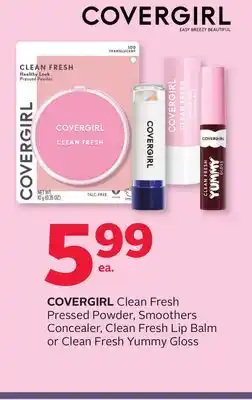 Rexall Covergirl clean fresh pressed powder, smoothers concealer, clean fresh lip balm or clean fresh yummy gloss offer