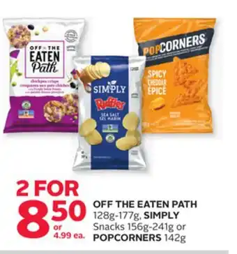 Rexall Off the eaten path 128g-177g, simply snacks 156g-241g or popcorners 142g offer