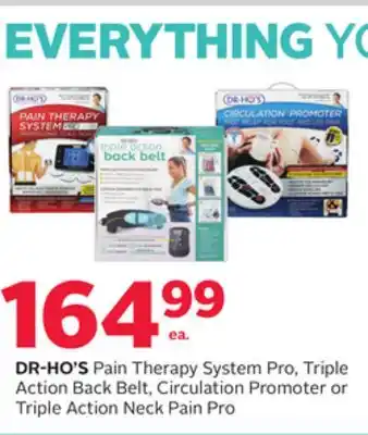 Rexall Dr-ho's pain therapy system pro, triple action back belt, circulation promoter or triple action neck pain pro offer