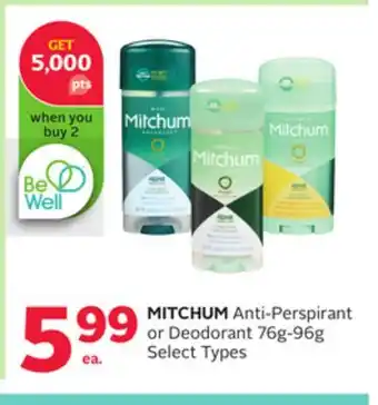 Rexall Mitchum anti-perspirant or deodorant offer