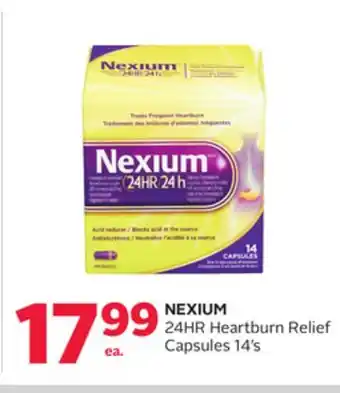 Rexall Nexium 24hr heartburn relief capsules 14' s offer