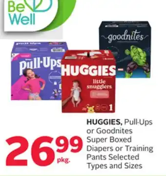 Rexall Huggies, pull. ups or goodnites super boxed diapers or training pants offer