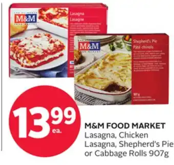 Rexall M&m food market lasagna, chicken lasagna, shepherd's pie or cabbage rolls offer