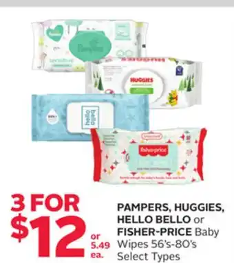 Rexall Pampers, huggies, hello bello or fisher-price baby wipes offer