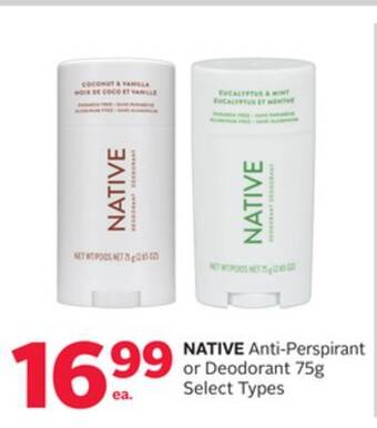 Rexall Native anti-perspirant or deodorant offer