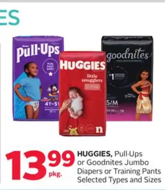 Rexall Huggies, pull. ups or goodnites jumbo diapers or training pants offer