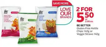 Rexall Be better gluten-free kettle chips 142g or veggie straws 142g offer