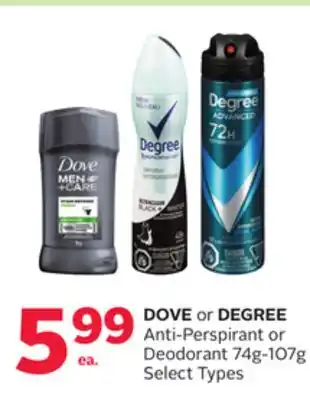 Rexall Dove or degree anti-perspirant or deodorant offer