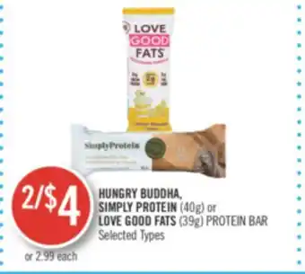 Shoppers Drug Mart Hungry buddha, simply protein (40g) or love good fats (39g) protein bar offer