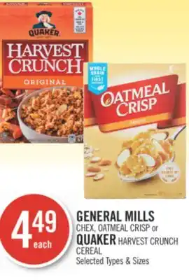 Shoppers Drug Mart General mills chex, oatmeal, crisp or quaker harvest crunch cereal offer