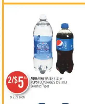 Shoppers Drug Mart Aquafina water (1l) or pepsi beverages (591ml) offer