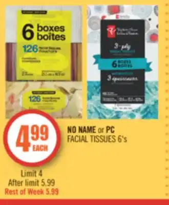Shoppers Drug Mart No name or pc facial tissues offer