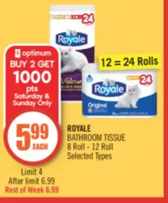 Shoppers Drug Mart Royale bathroom tissue 8 roll- 12 roll offer