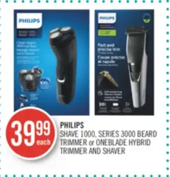 Shoppers Drug Mart Philips shave 1000, series 3000 beard trimmer or oneblade hybrid trimmer and shaver offer