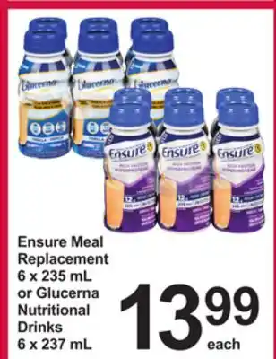 Pharmasave Ensure meal replacement 6 x 235 ml or glucerna nutritional drinks 6 x 237 ml offer