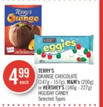 Shoppers Drug Mart Terry's orange chocolate (147g - 157g )m&m's (200g) or hershey's (180-227g) offer