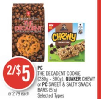 Shoppers Drug Mart Pc the decadent cookies (12-300g) quaker chewy bars (5's) offer