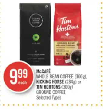Shoppers Drug Mart Mccafé whole bean coffee (300g), kicking horse (284g) or tim hortons (300g) ground coffee offer