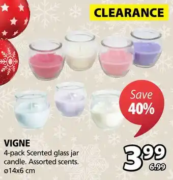 JYSK Vigne 4-pack scented glass jar candle offer