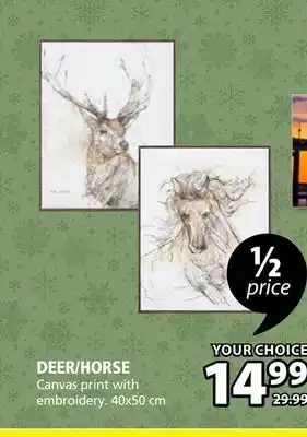 JYSK Deer canvas print with embroidery offer