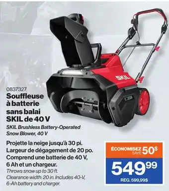 Patrick Morin Skil brushless battery-operated snow blower, 40 v offer