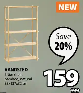 JYSK Vandsted 5-tier shelf, bamboo, natural offer